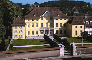 Nicht nur das Schloss Steinbrugg, sondern auch sein weitläufiger Park folgt französischen Gestaltungsprinzipien.
Bildnachweis: Kantonale Denkmalpflege Solothurn