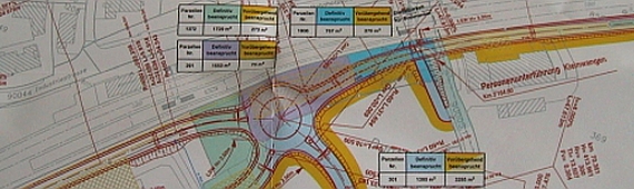 Planausschnitt eines Landerwerbsplanes