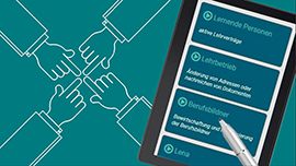 Tablet mit Applikation des Berufsbildungsportals