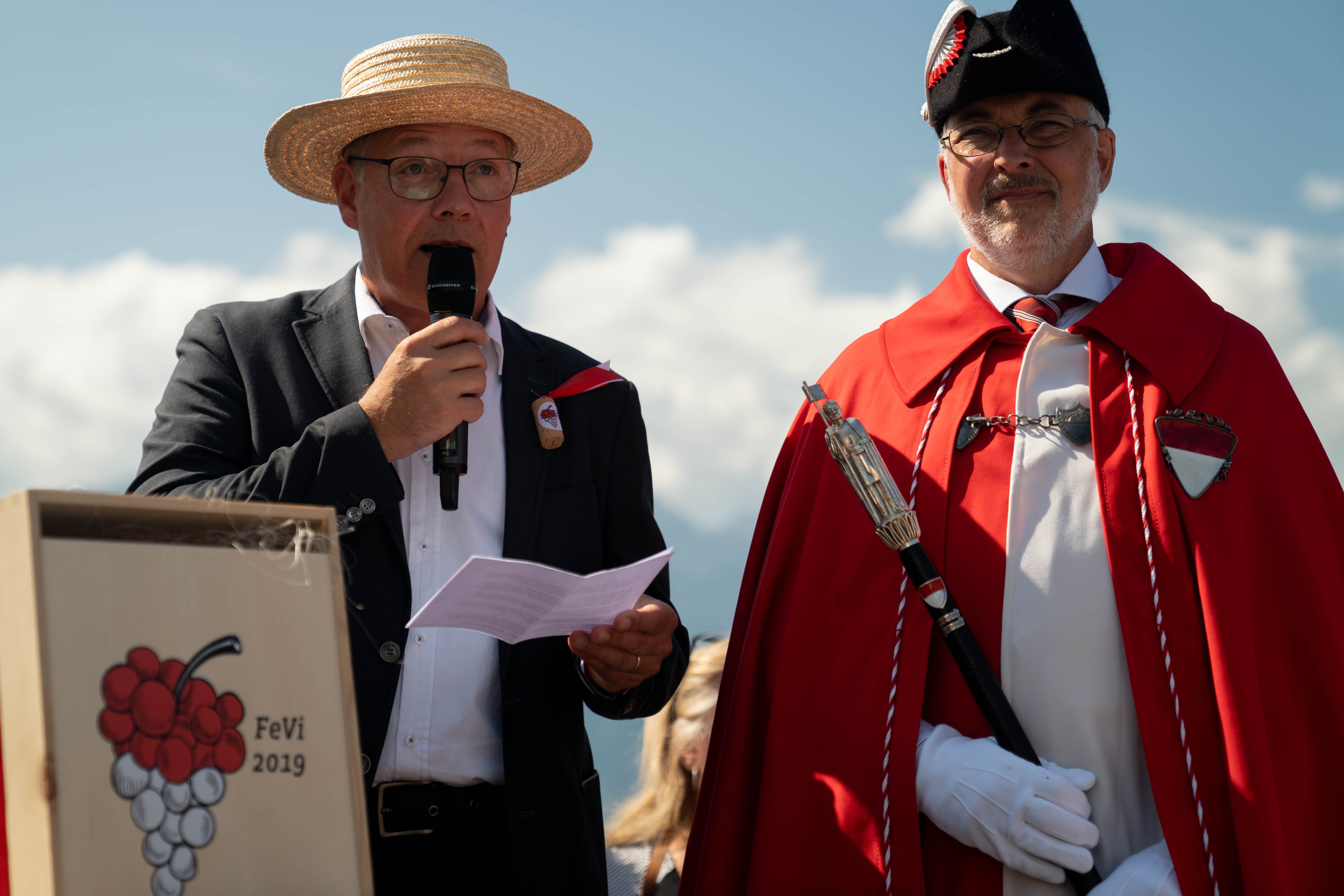 Landammann Roland Fürst hält in Vevey eine Rede.