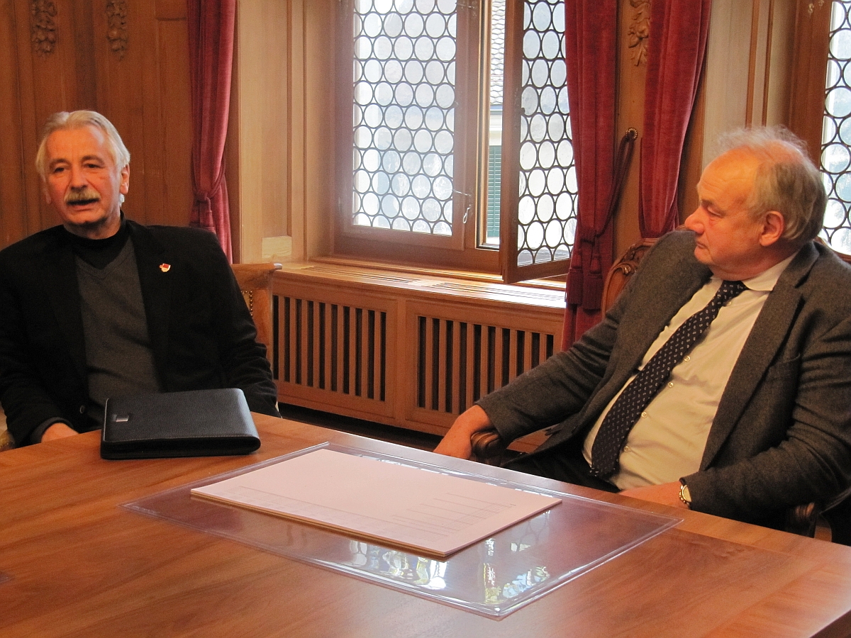 Landammann Wanner und Kantonsratspräsident Claude Belart (v.r.)