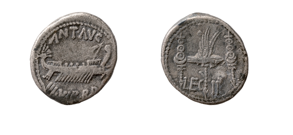 Silbermünze (Denar) des Konsuls Marcus Antonius