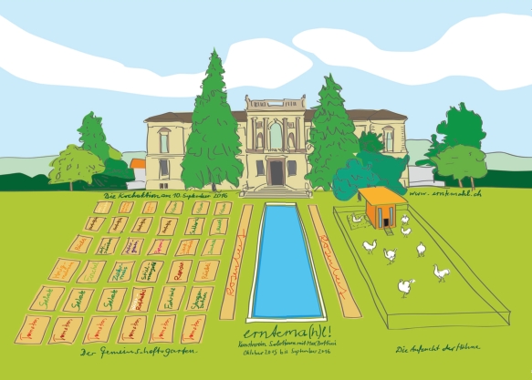 Erntemahl Im historischen Garten des Kunstmuseums, dem Stadtpark, gackern die Hühner. Der Kunstverein lädt mit dem Künstler Max Bottini zum Erntemahl als Abschluss ihres Kunstprojekts.
Bildnachweis: Kunstverein Solothurn